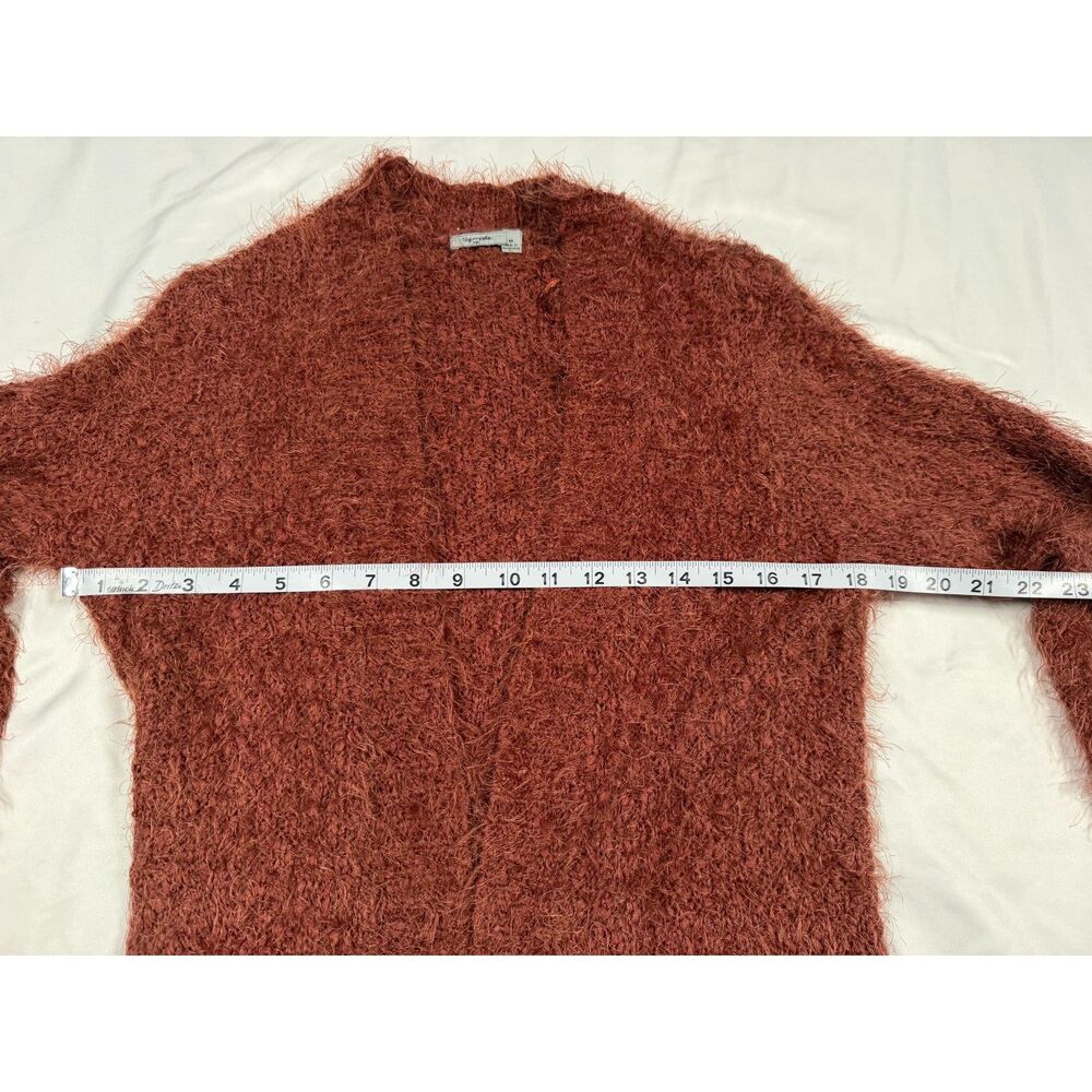 Symple NYC Rusty Rose Eyelash Fuzzy Knit Long Duster Cardigan Sweater Medium M - Picture 7 of 7
